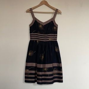 Burlapp Black Midi Dandelion Print Dress 6